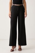Haveone spodnie damskie z wiskozą czarne high waist PGE.R160
