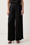 Haveone spodnie wide leg damskie z wiskozy czarne regular waist PWG.R035