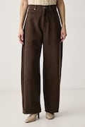 Weekend Max Mara spodnie damskie bawełniane WKDORDINE brązowe 2625136072