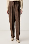 Weekend Max Mara spodnie damskie wełniane WKISTADIO brązowe high waist 2625136013600