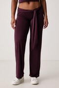 Juicy Couture flare hlače ženske z viskozo EMERSON BELTED STRAIGHT bordo visok pas JCWFE226332