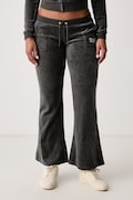 Juicy Couture spodnie flare damskie z bawełną REGAL REBELLE CAISA ULTRA LOW RISE zielone low waist JCGBJ226012