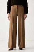 Luisa Spagnoli spodnie damskie z wełną Occulto brązowe regular waist 543778