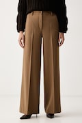 Luisa Spagnoli spodnie damskie z wełną Occulto brązowe regular waist 543778