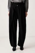 Marc O'Polo spodnie garniturowe damskie z wiskozą czarne high waist 5000015577