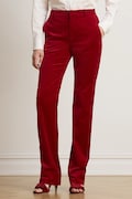 Lauren Ralph Lauren spodnie straight damskie bawełniane z elastanem czerwone high waist 200B32928