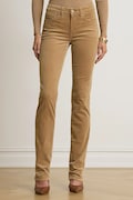 Lauren Ralph Lauren spodnie damskie sztruksowe beżowe high waist 200B27754