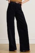 Lauren Ralph Lauren spodnie wide leg damskie z kaszmirem granatowe high waist 200B34256