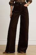 Lauren Ralph Lauren spodnie wide leg damskie z kaszmirem brązowe high waist 200B34256