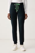 Patrizia Pepe spodnie dresowe damskie z bawełną niebieskie high waist 2P0017 J0081