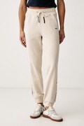 Aeronautica Militare spodnie dresowe damskie bawełniane z elastanem beżowe regular waist PF1030DF00685