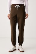Aeronautica Militare spodnie dresowe damskie bawełniane z elastanem brązowe regular waist PF1030DF00685