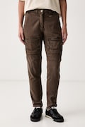 Aeronautica Militare spodnie cargo z lyocellem brązowe high waist PA1728DCT04372