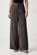 iBlues spodnie straight damskie z lyocellem IBLQUINTO brązowe high waist 2627136211200