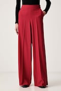 Marella spodnie damskie z dodatkiem wełny MLLGHINEA czerwone high waist 2623136052200