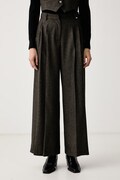 Fracomina spodnie damskie z wełną brązowe high waist FZ26WV3002W73601