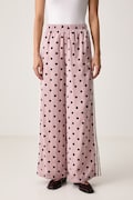adidas Originals nohavice wide leg dámske Wide Leg Polka Dots ružové high waist LI2843