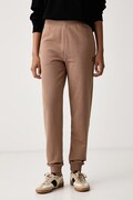 HUGO spodnie dresowe damskie bawełniane Nelfinia beżowe high waist 50576343