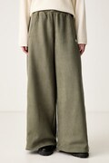 adidas Originals spodnie wide leg damskie z imitacji zamszu Adilenium Season 6 Faux Suede zielone regular waist LH1927
