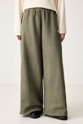 adidas Originals spodnie wide leg damskie z imitacji zamszu Adilenium Season 6 Faux Suede zielone regular waist LH1927