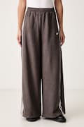 adidas Originals spodnie dresowe dziecięce Adilenium Season 6 Faux Suede brązowe high waist LH1925