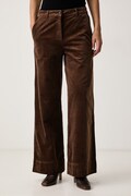 BOSS Orange spodnie damskie sztruksowe C_Tacodi2-D brązowe high waist 50577322