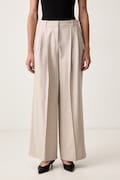 BOSS spodnie damskie z dodatkiem wełny Tiana18 beżowe regular waist 50570436