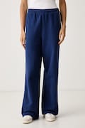 Tommy Hilfiger spodnie lounge damskie bawełniane niebieskie high waist UW0UW06628