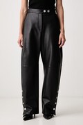 Sportmax Cinepresa spodnie skórzane damskie czarne high waist 2622436011600