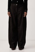 Pinko spodnie wide leg damskie z imitacji skóry brązowe super high waist 107710 A3MD