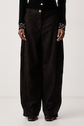 Pinko spodnie wide leg damskie z imitacji skóry brązowe super high waist 107710 A3MD