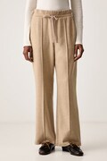 Weekend Max Mara spodnie dresowe damskie z dodatkiem wełny WKDTENDA beżowe high waist 2625786022600