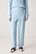 adidas Originals pantaloni de trening pentru femei cu amestec de lână Adiluna Season 2 x Jennie albaștri high waist LD8917
