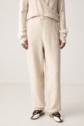 adidas Originals pantaloni de trening pentru femei cu amestec de lână Adiluna Season 2 x Jennie bej high waist LD4963