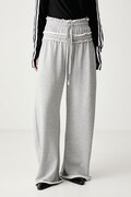 adidas Originals spodnie wide leg damskie bawełniane SST Double szare high waist KT1932