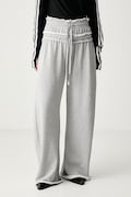 adidas Originals spodnie wide leg damskie bawełniane SST Double szare high waist KT1932