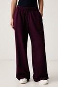 Tommy Jeans spodnie dresowe damskie z bawełną bordowe high waist DW0DW23551