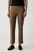 Tommy Hilfiger rovné kalhoty dámské bavlněné s elastanem hnědé low waist WW0WW51745