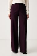 Tommy Hilfiger spodnie garniturowe damskie z wiskozą bordowe high waist WW0WW51858