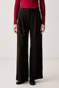 Tommy Hilfiger spodnie garniturowe damskie z wiskozą brązowe high waist WW0WW51898