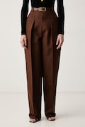 Elisabetta Franchi spodnie garniturowe damskie wełniane brązowe super high waist PA22367E2
