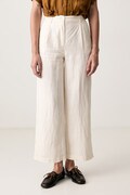United Colors of Benetton spodnie damskie lniane beżowe high waist 4AGHDF0CB
