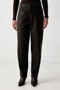 Liu Jo spodnie damskie z imitacji skóry brązowe high waist WF6144 E1157