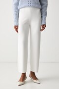 MM by Max Mara spodnie damskie z wiskozą MMLROTONDO białe high waist 2626336017600