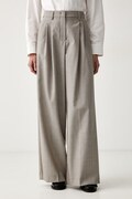 Weekend Max Mara spodnie damskie wełniane WKDOVVIO beżowe high waist 2625136051600