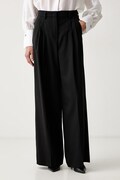 Weekend Max Mara spodnie damskie wełniane WKDOVVIO czarne high waist 2625136051600