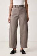 Marc O'Polo spodnie damskie z bawełną brązowe high waist 5000014530