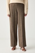 Marc O'Polo spodnie straight damskie z bawełną brązowe high waist 5000012878