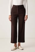 Marc O'Polo spodnie damskie bawełniane z elastanem brązowe high waist 5000012287