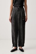 Pinko spodnie cargo damskie z cupro czarne high waist 106444 A3F8